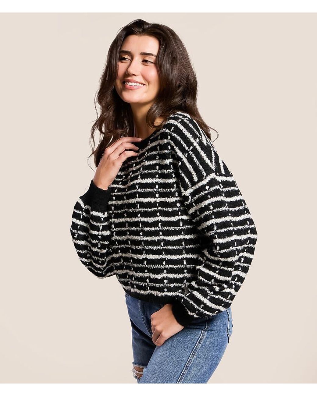 Willow & Root Black Lurex Striped Sweater