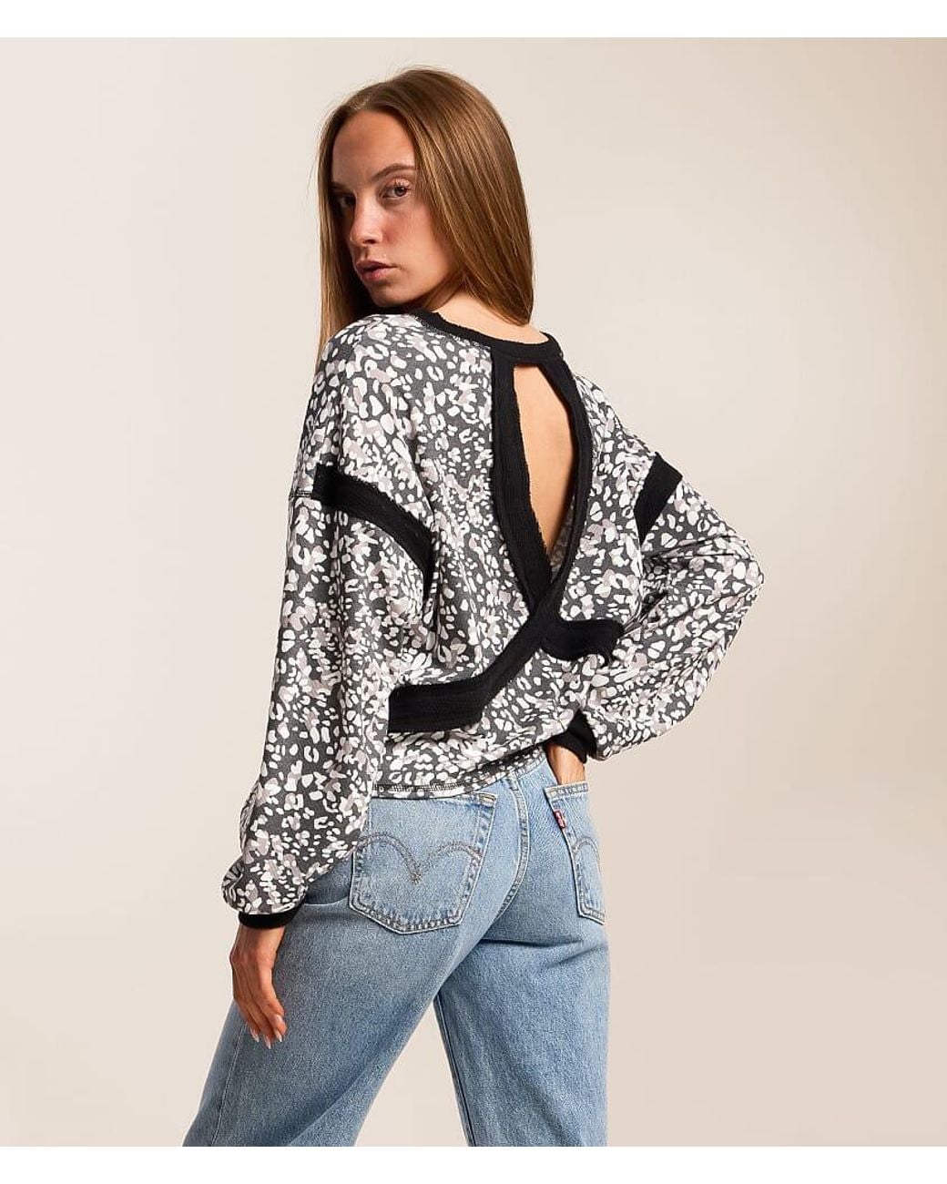 FITZ + EDDI Blue Cheetah Open Back Top