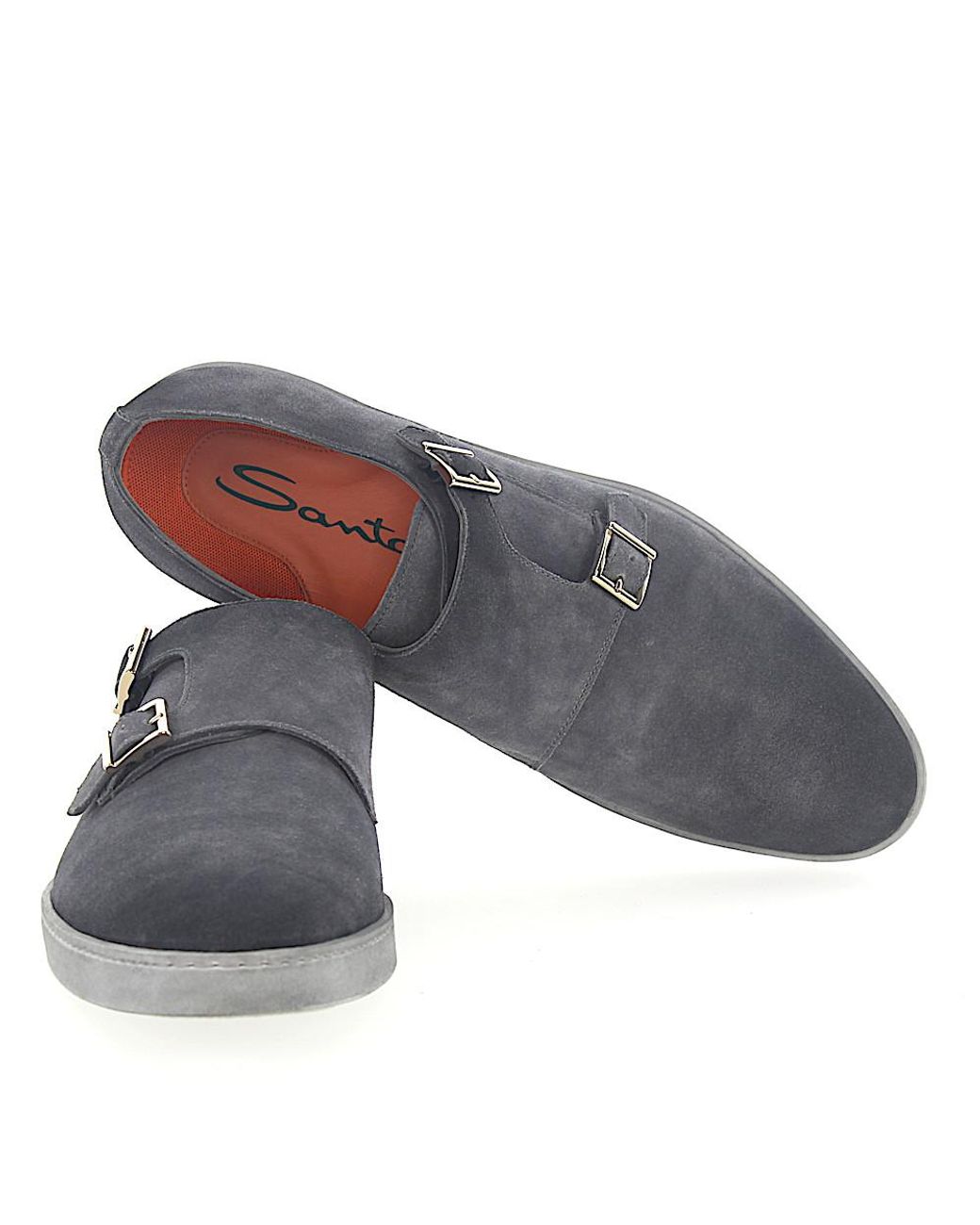 santoni double monk suede