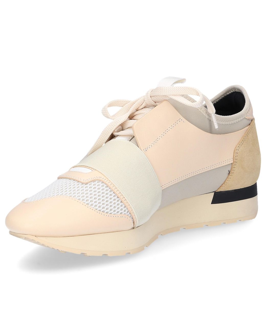 Balenciaga Race Runner Leather, Suede, Mesh And Neoprene Sneakers in  Natural | Lyst