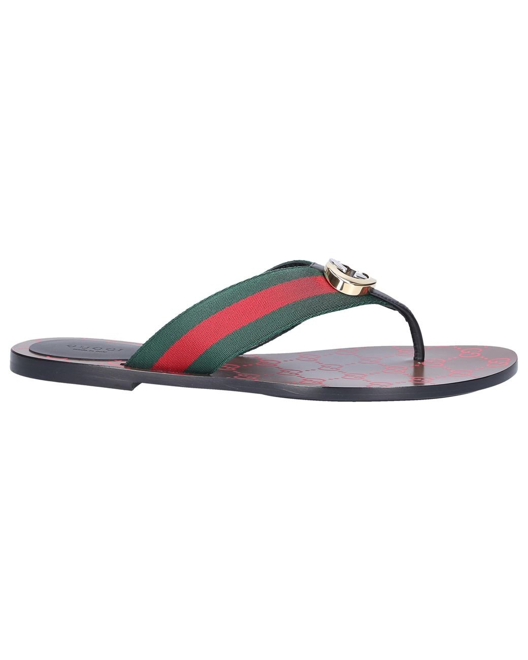 gucci flip flops green and red