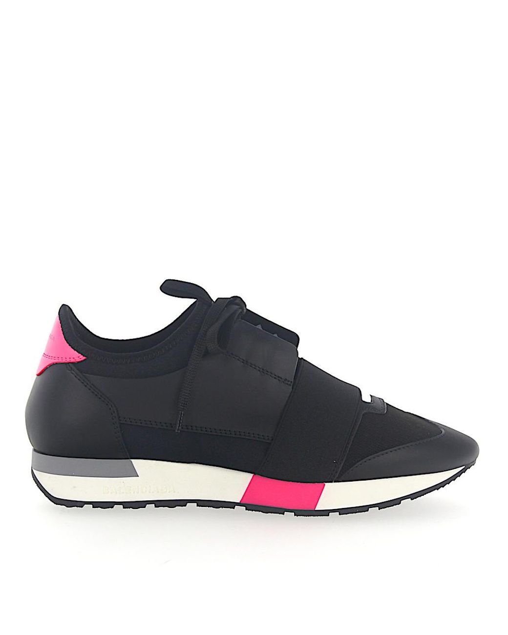 Balenciaga Sneakers Race Runner Calfskin Mesh Logo Black Pink | Lyst UK