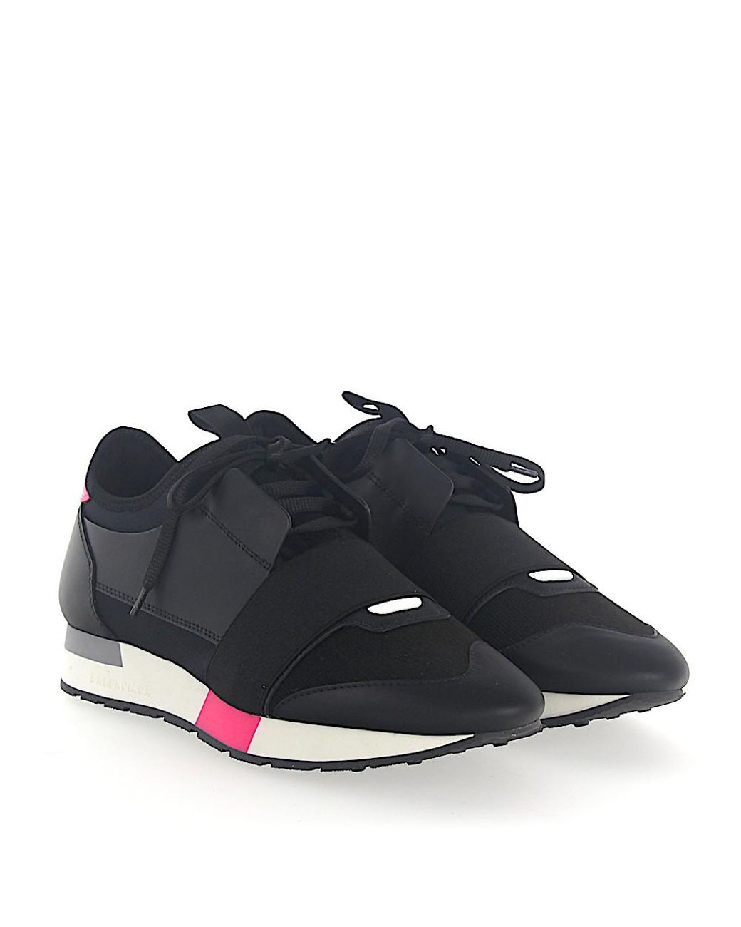 Balenciaga Leather Sneakers Race Runner Calfskin Mesh Logo Black Pink |  Lyst Canada