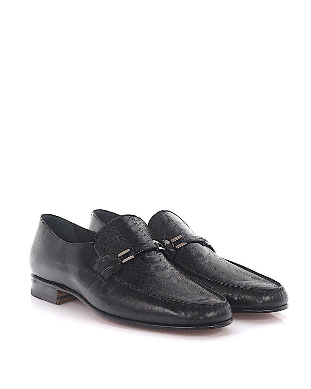 Moreschi Slip-on Shoes Ostrich Leg Skin in Black for Men | Lyst