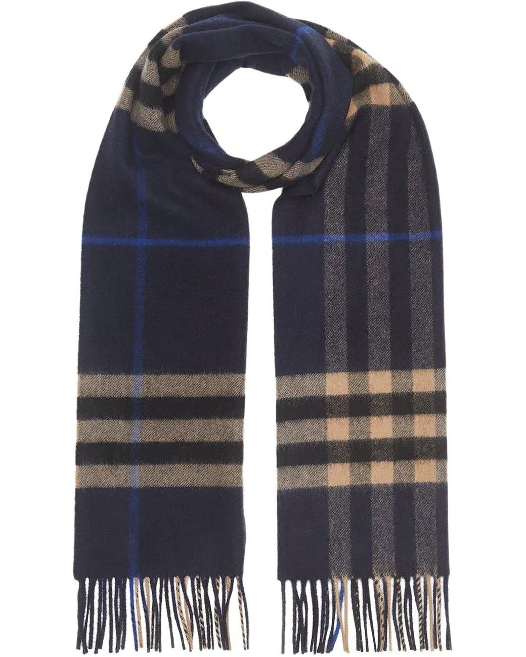 Burberry Scarf Big Checked Blue for Men | Lyst