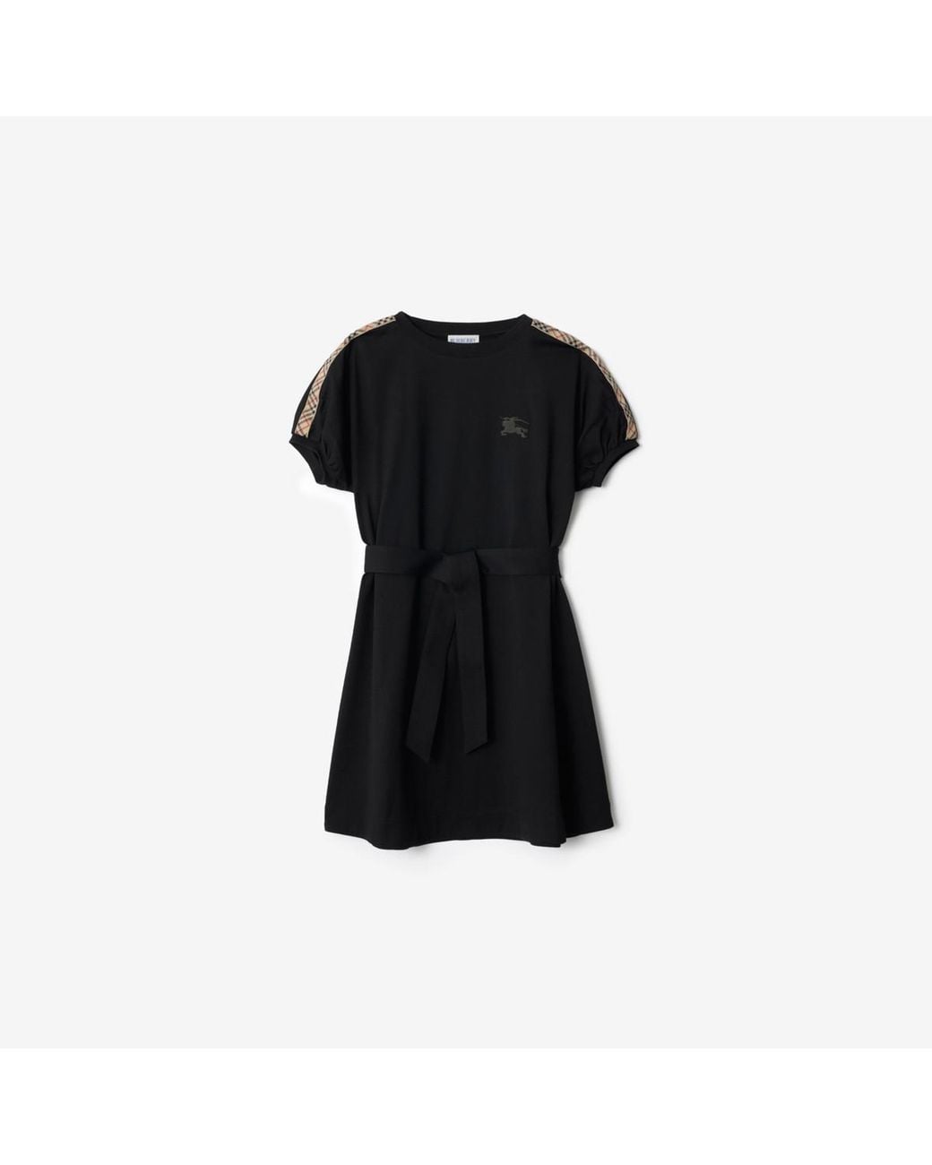 Burberry Black Childrens Check Trim Cotton T-Shirt Dress