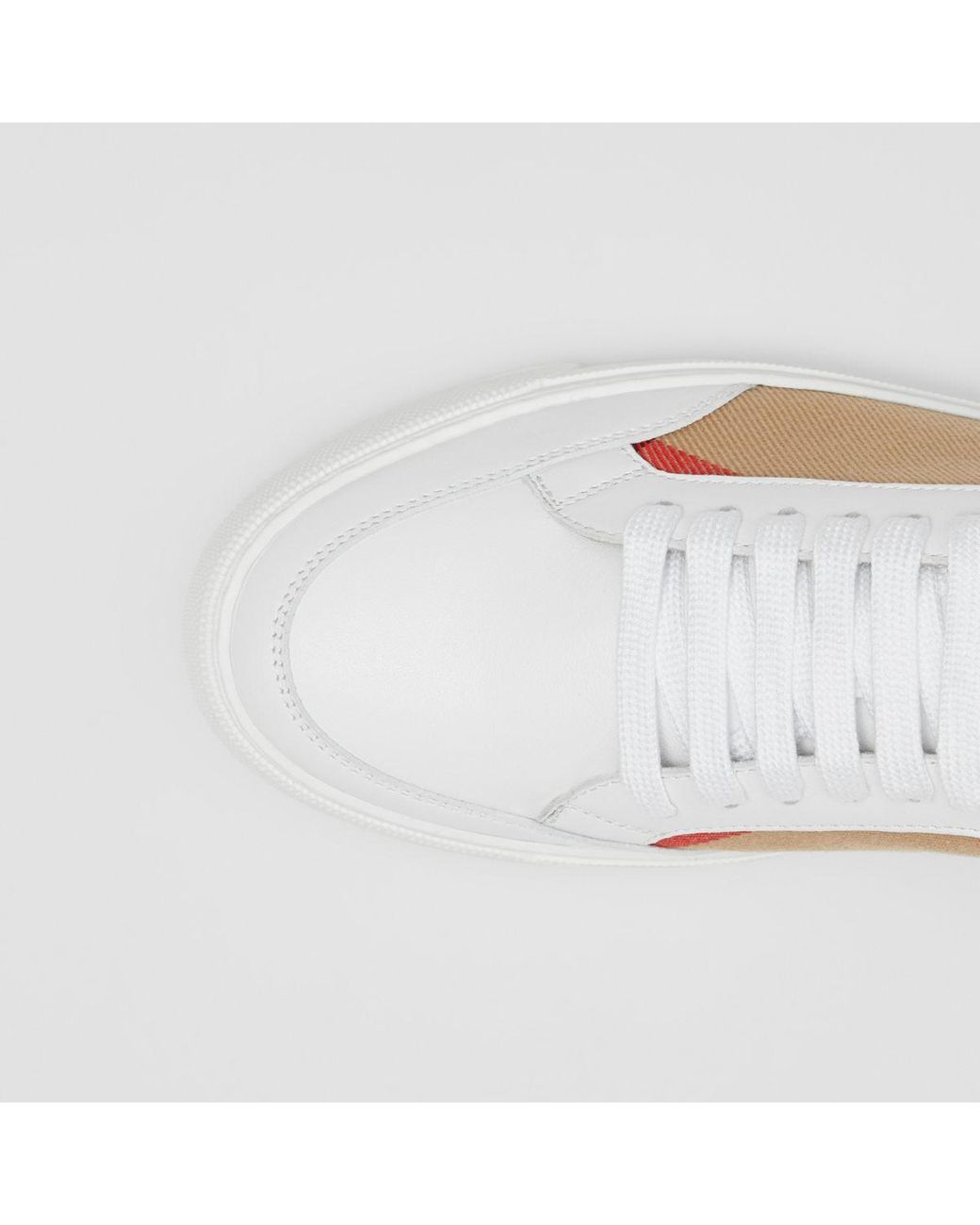 house check and leather sneakers