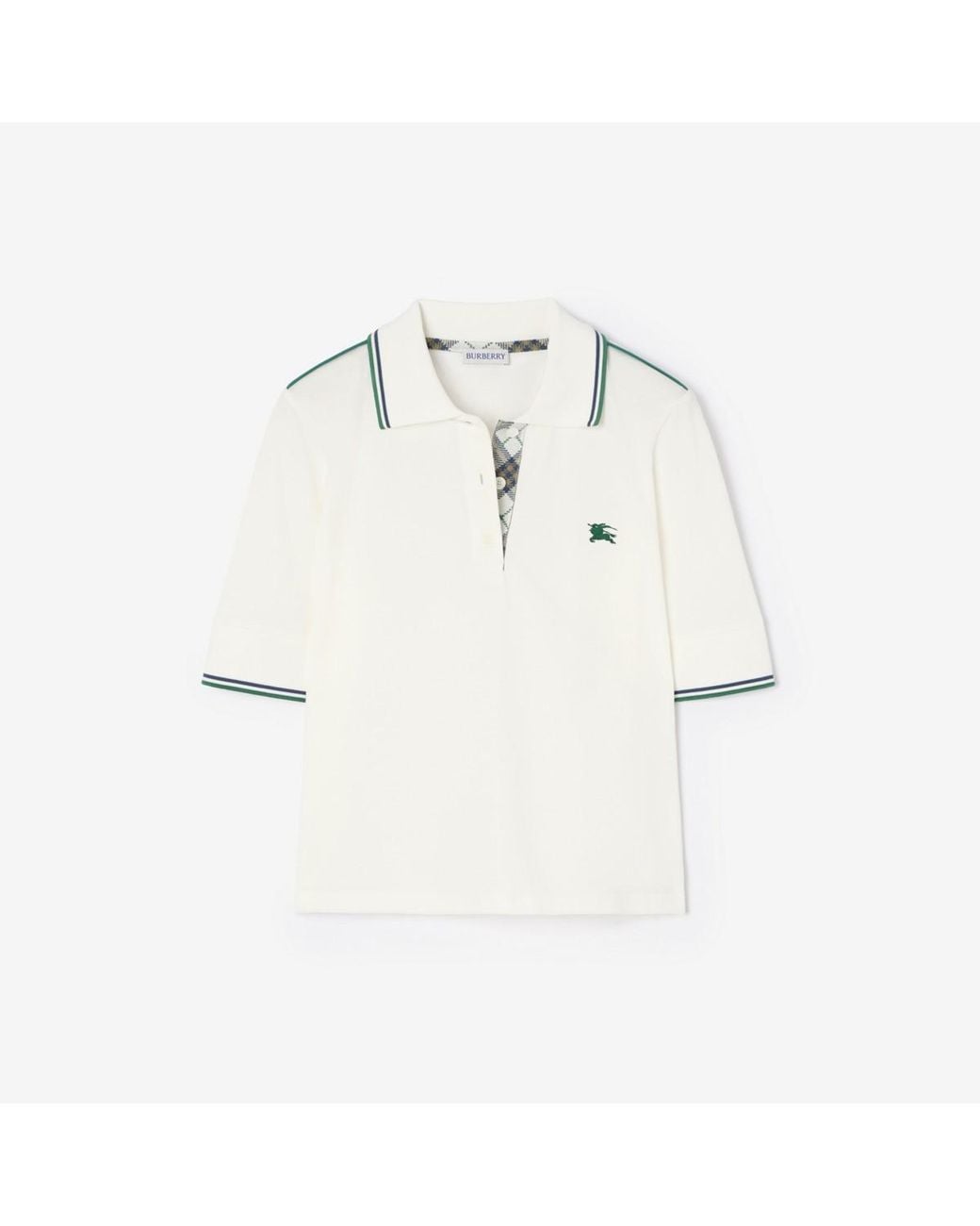 Burberry White Cropped Cotton Tennis Polo Shirt