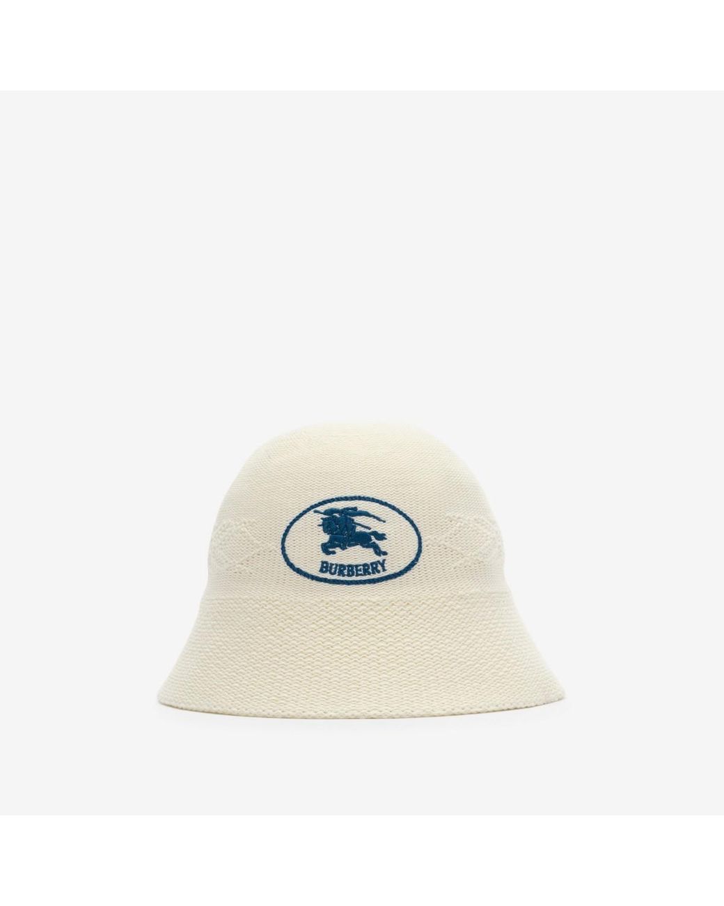 Burberry White Knight Stamp Knitted Bucket Hat for men