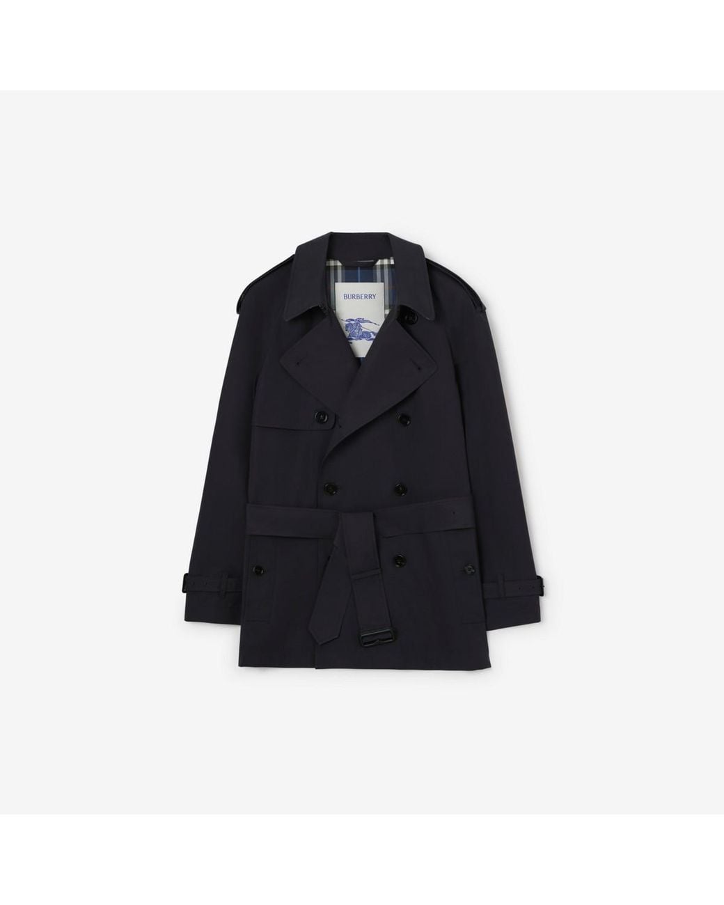Burberry Blue Short Lightweight Cotton Trench Coat for men