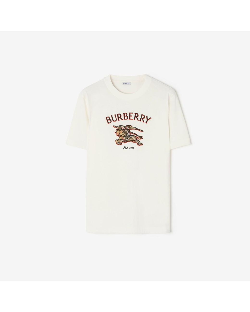 Burberry White Knight Check Cotton T-Shirt for men