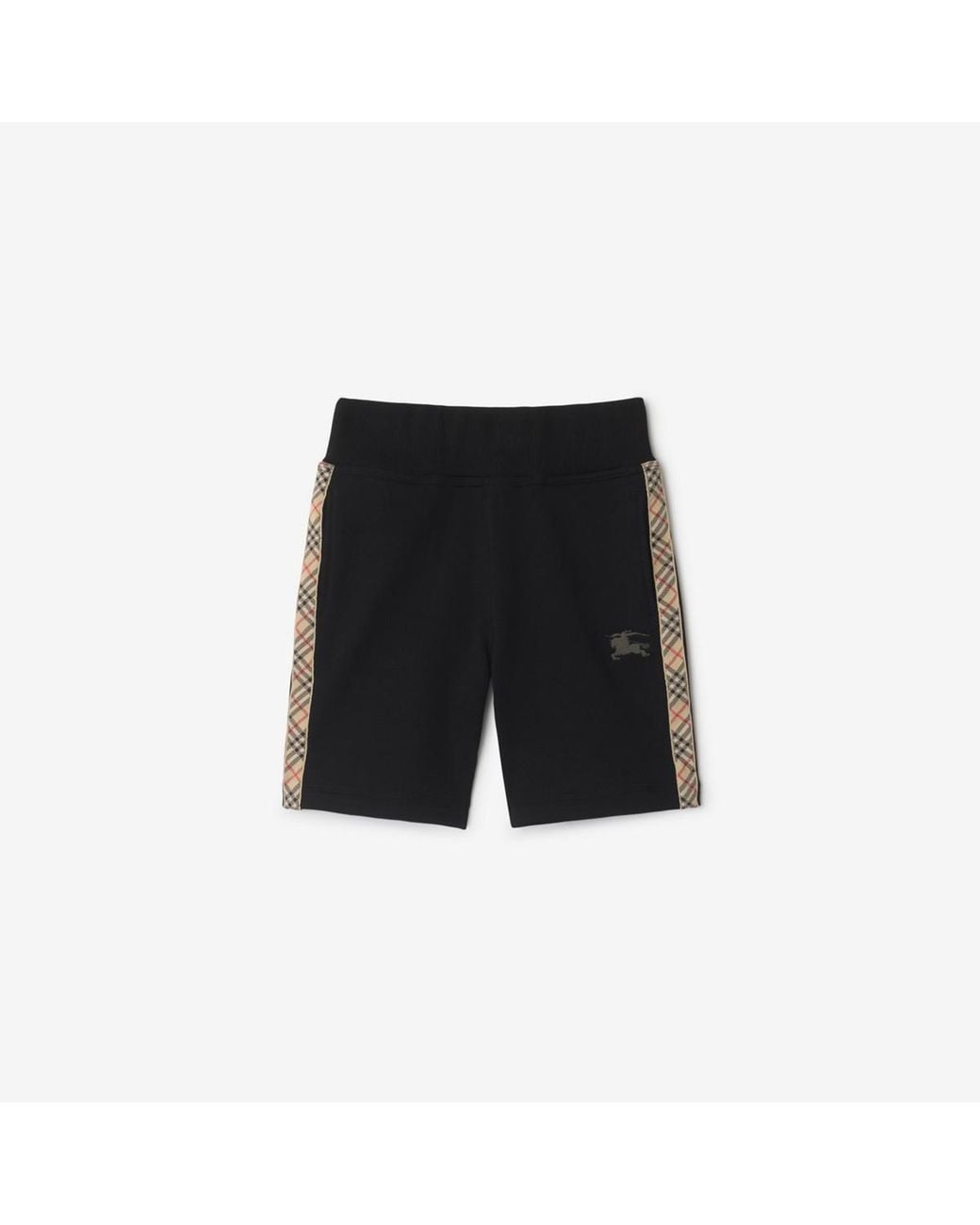 Burberry Black Childrens Check Trim Cotton Shorts for men