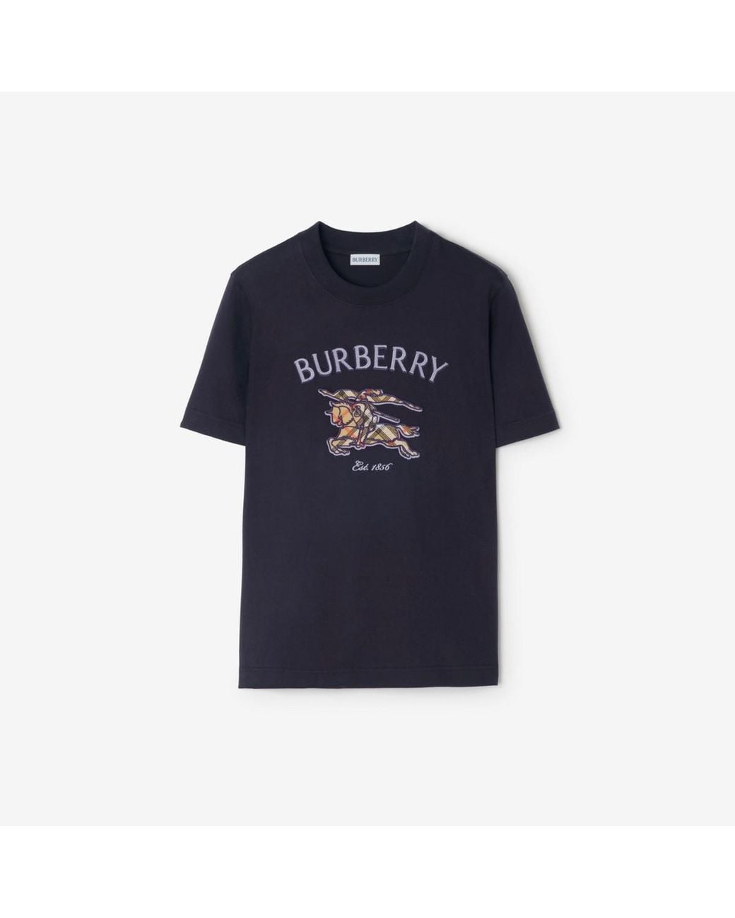 Burberry Blue Knight Check Cotton T-Shirt
