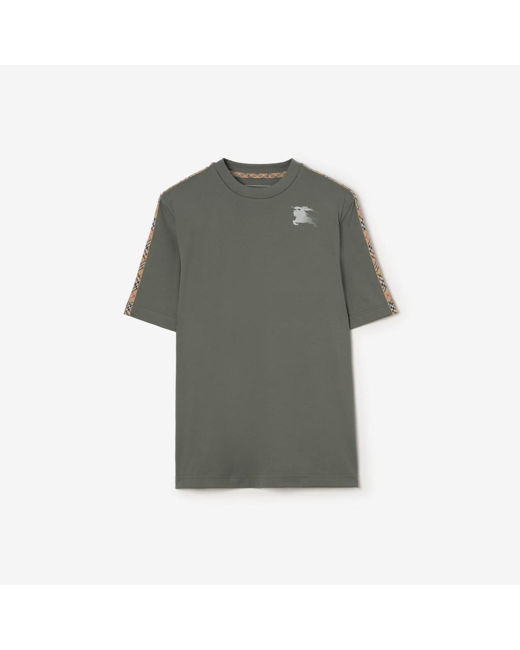 Burberry Gray Check Trim Jersey T-Shirt for men