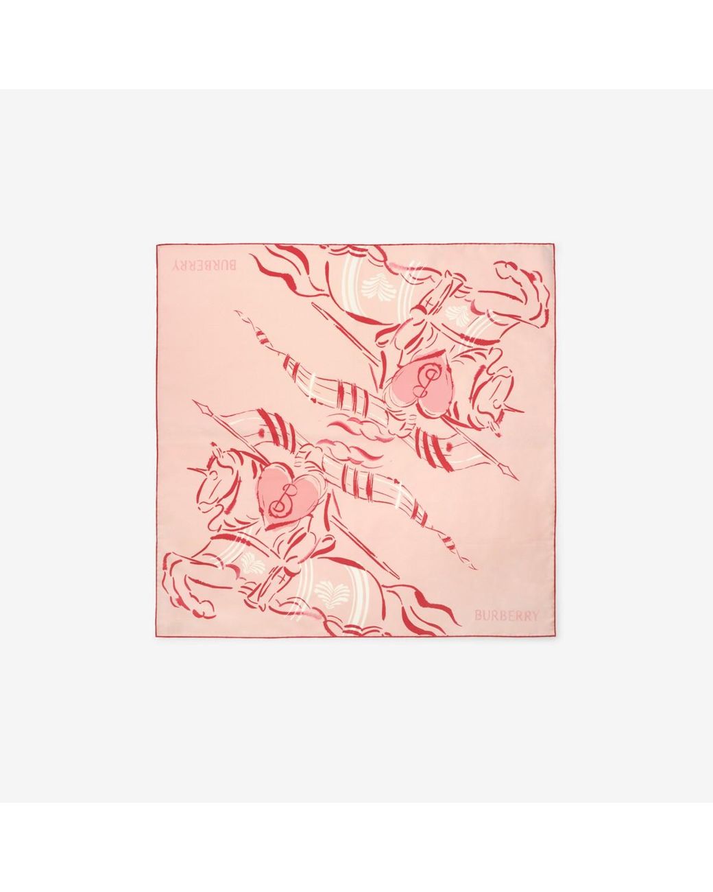 Burberry Pink Heart Knight Silk Scarf