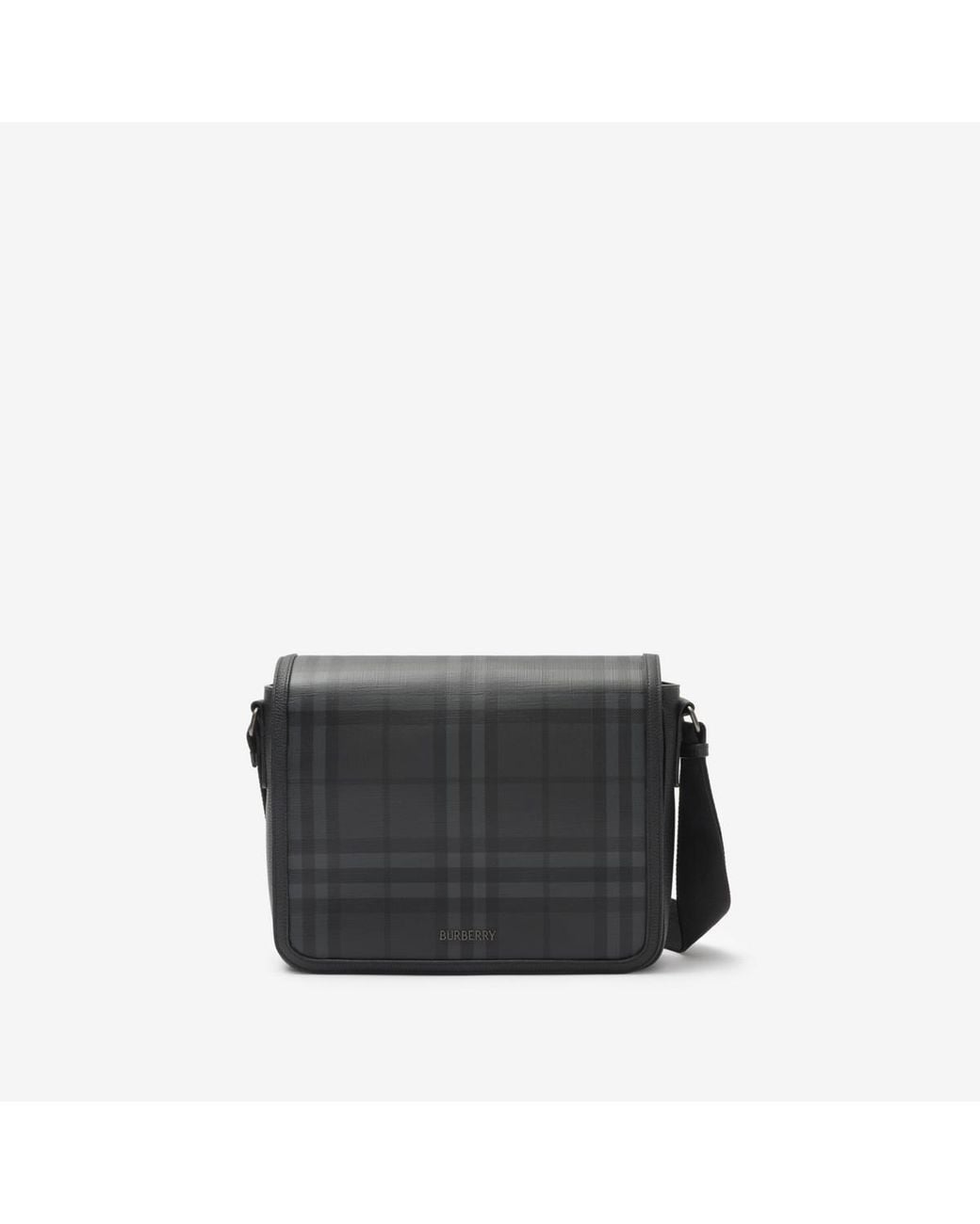 Burberry Black City Check Messenger Bag for men
