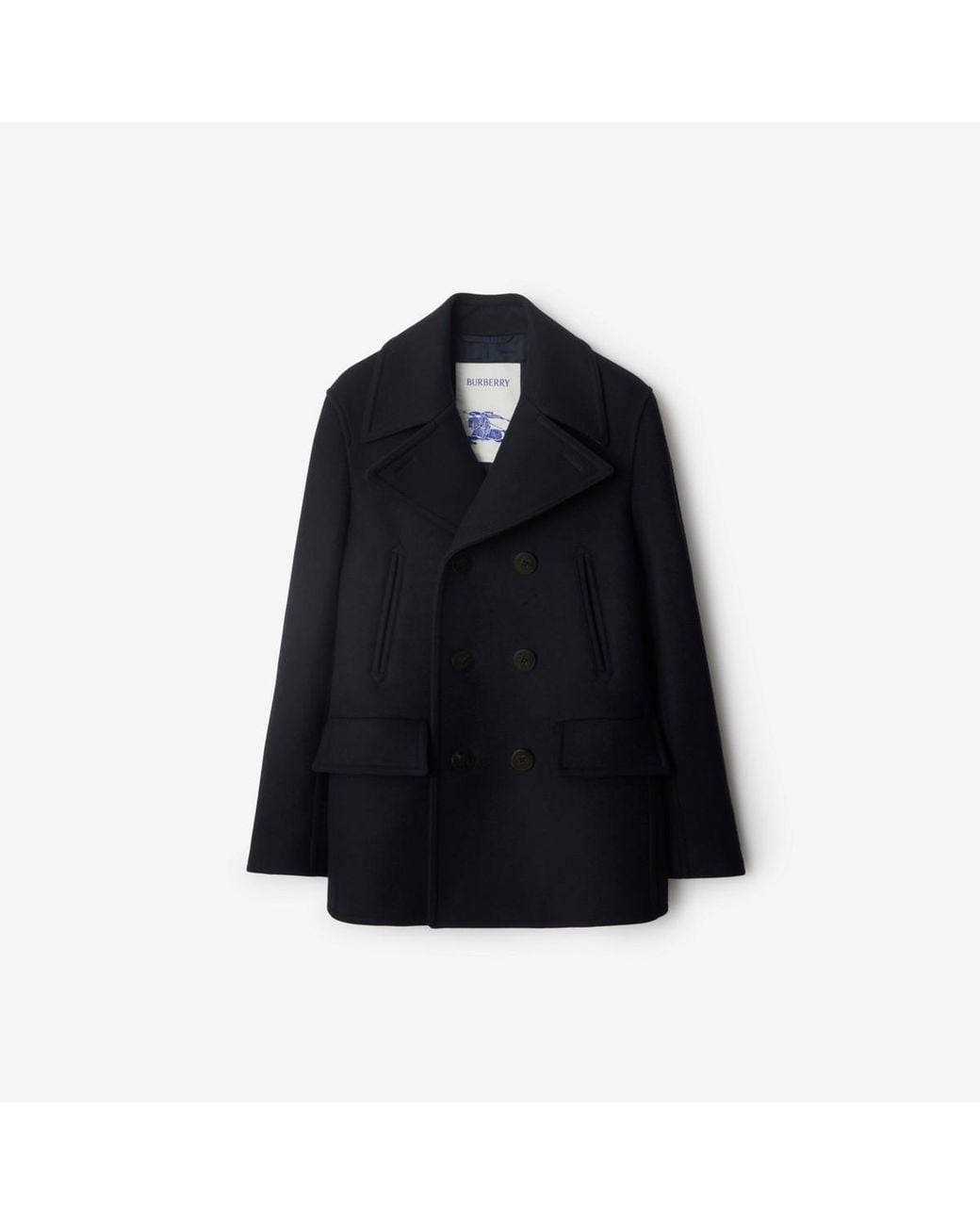 Burberry Black Wool Pea Coat for men