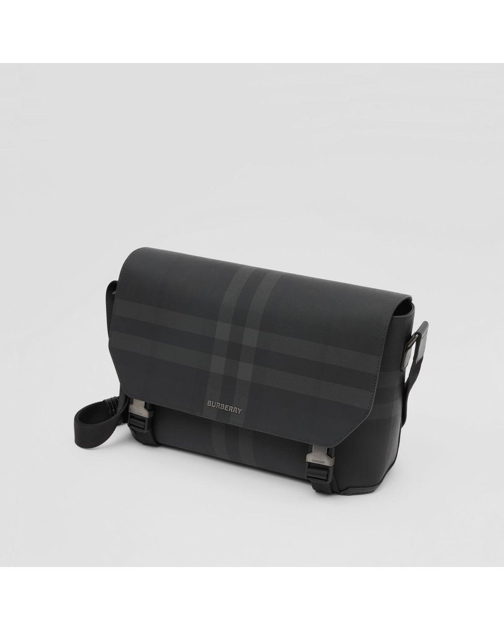 Burberry Charcoal Check Large Wright Messenger Bag in Black for Men | Lyst