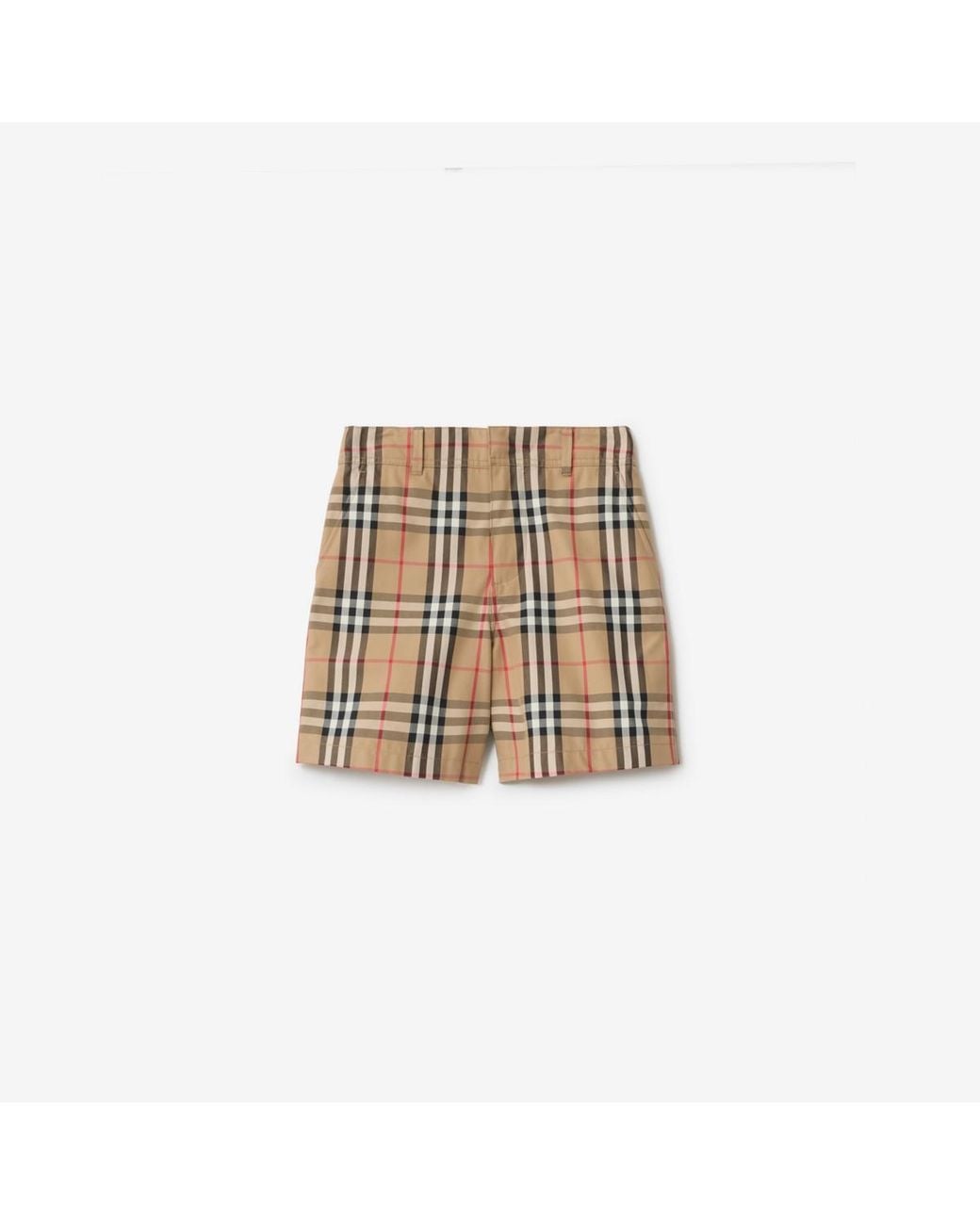 Burberry Natural Childrens Check Cotton Oxford Shorts for men