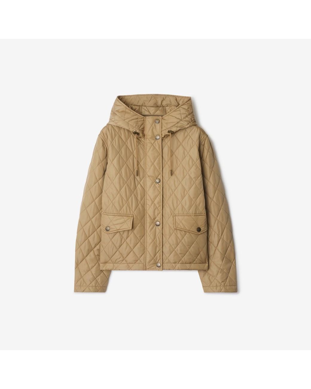 Burberry Natural Cropped Quilted Nylon Hooded Jacket
