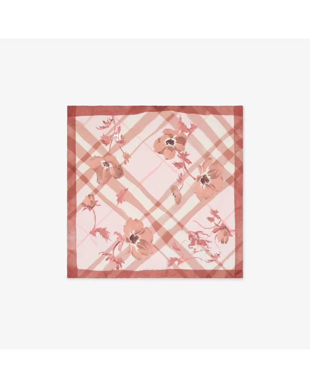 Burberry Pink Watercolour Check Silk Scarf