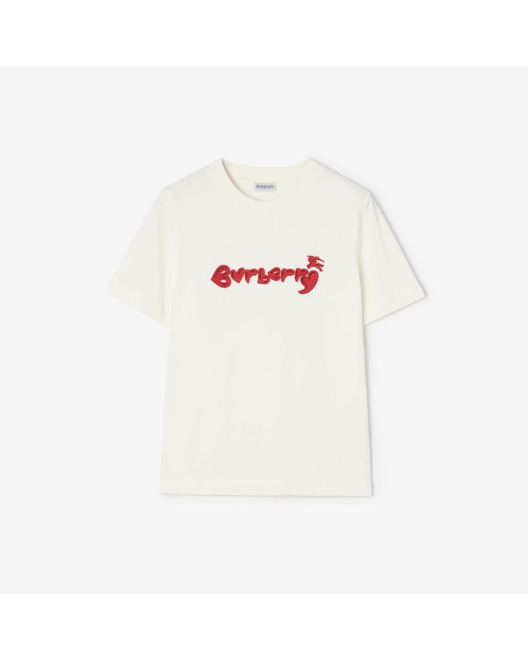 Burberry White Heart Logo Cotton T-Shirt