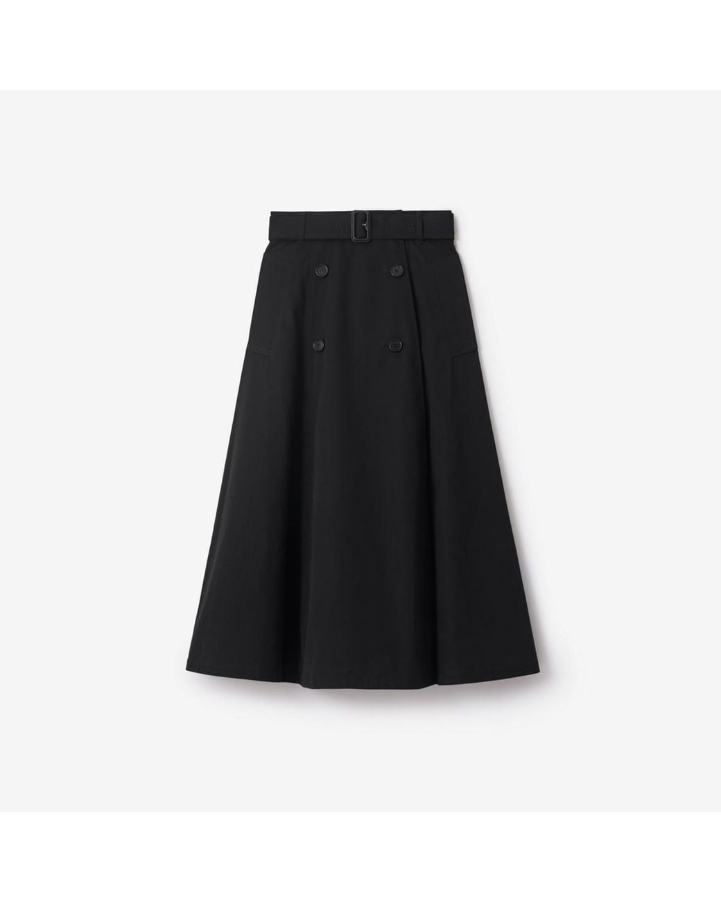 Burberry Black Gabardine Trench Midi Skirt