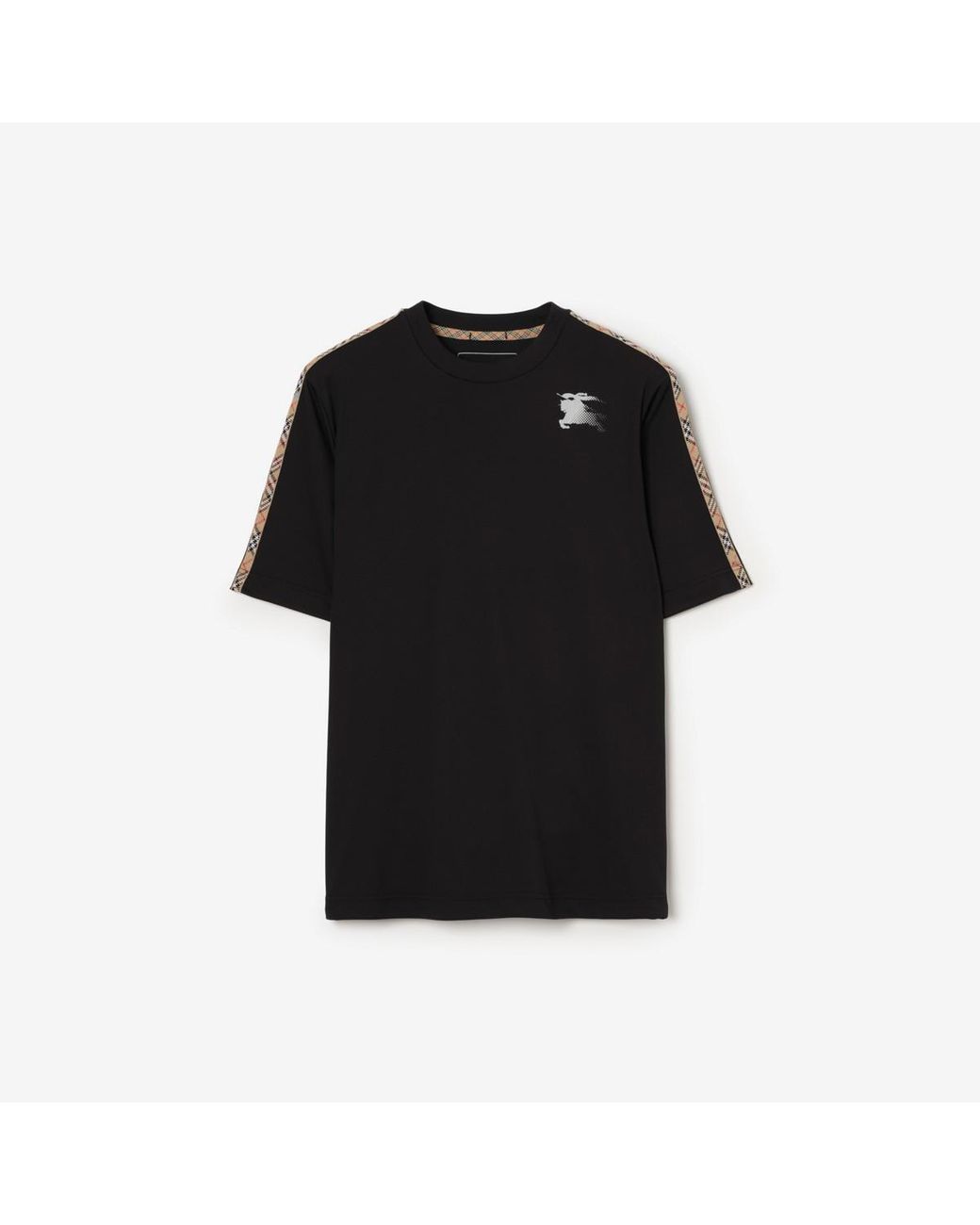Burberry Black Check Trim Jersey T-Shirt for men
