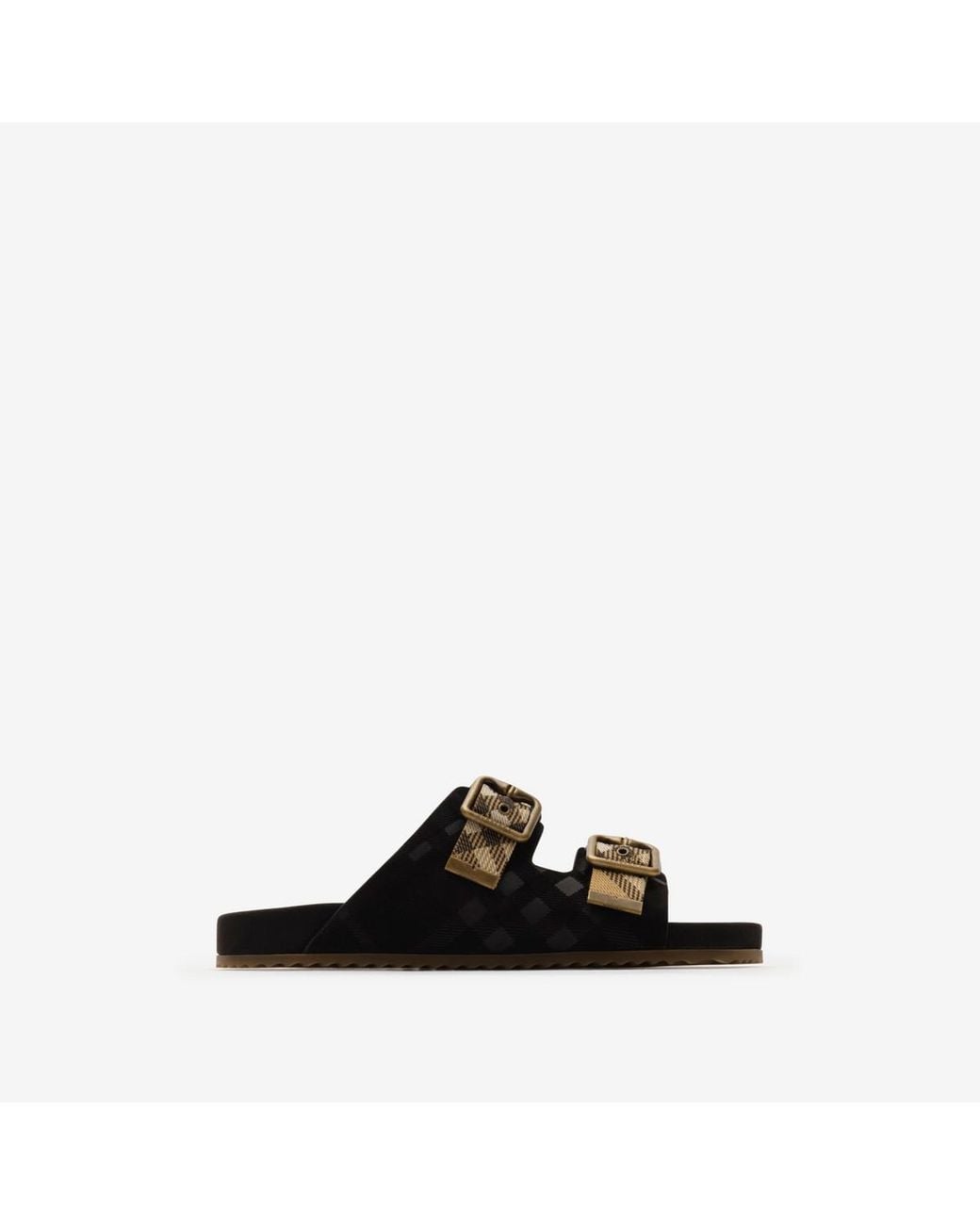 Burberry Black Check Suede Urchin Sandals