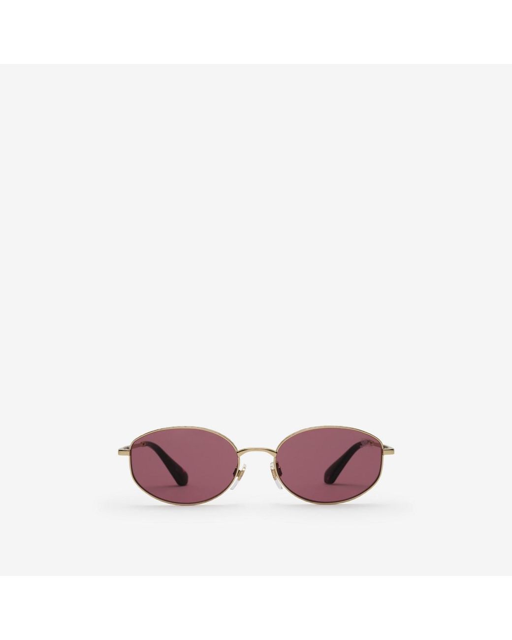 Burberry Pink Metal Check Oval Sunglasses