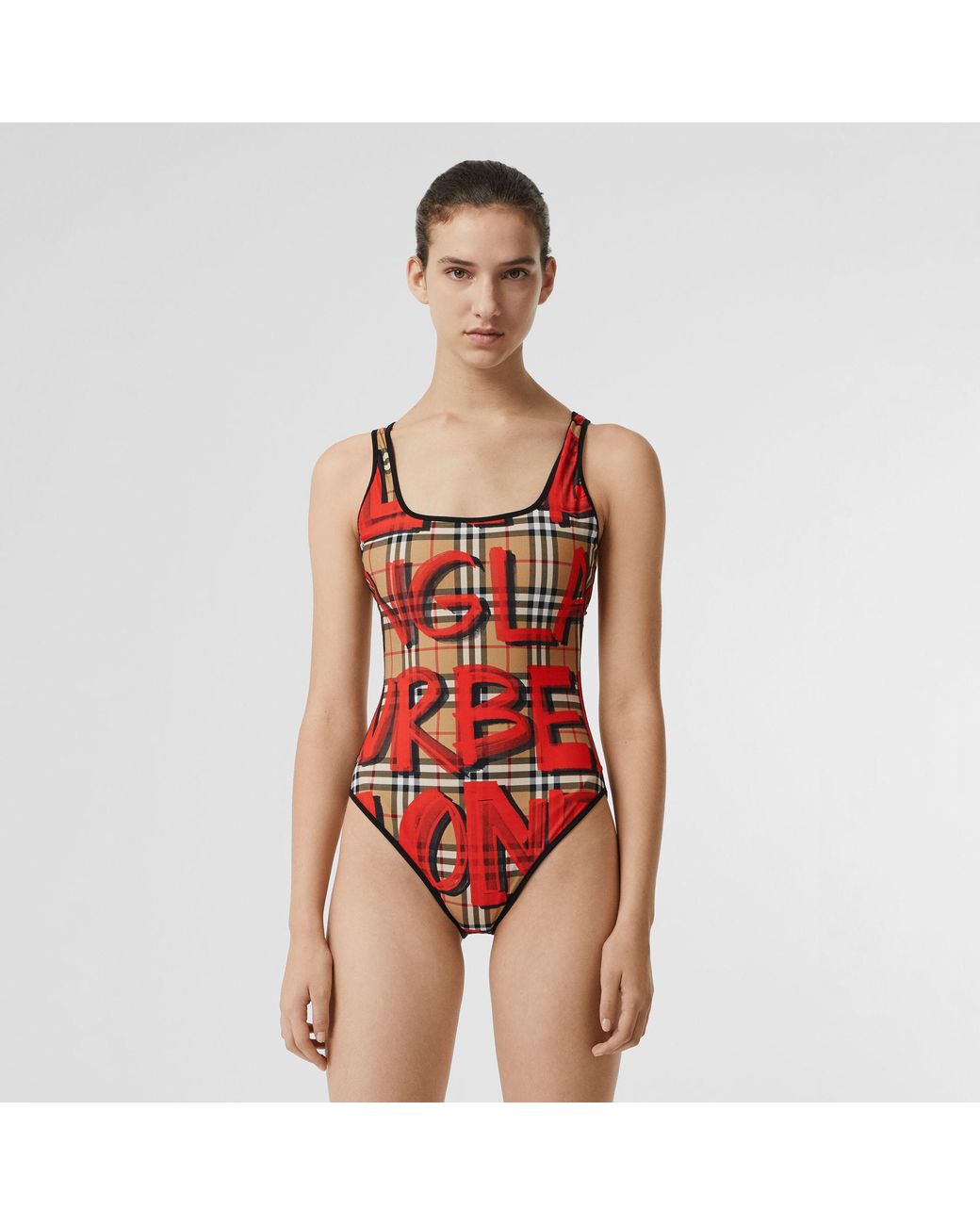 Burberry swimsuit womens red hot sale