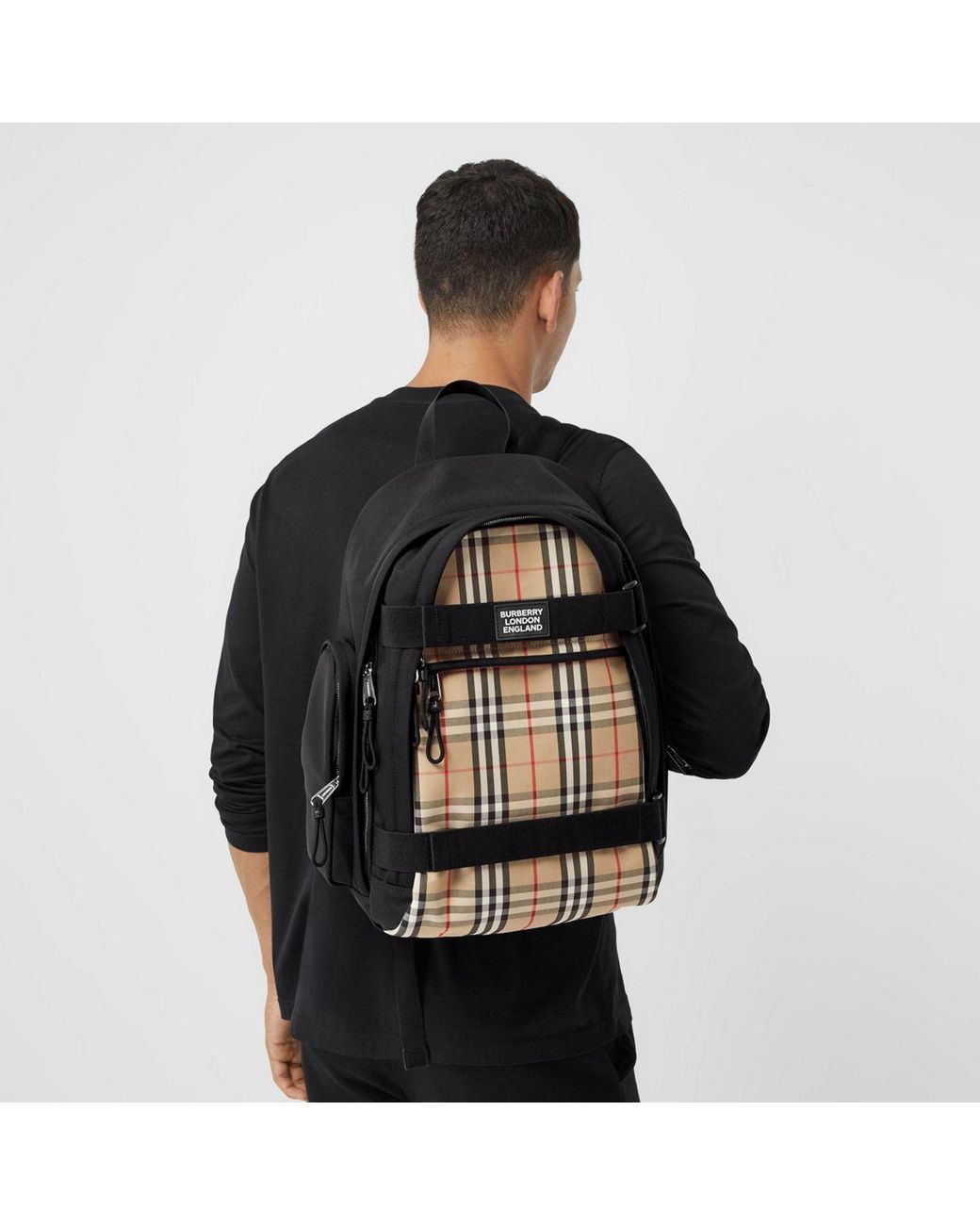 Burberry Cotton Large Vintage Check Panel Nevis Backpack for Men | Lyst