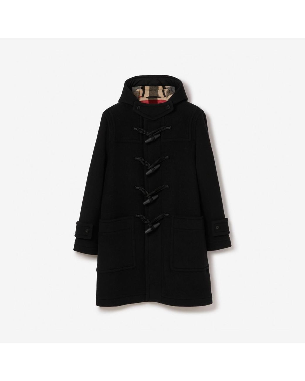 Burberry Wool Blend Duffle Coat in Black for Men | Lyst