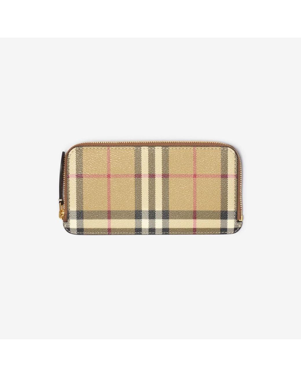 Burberry Natural Large Check Zip Card Case