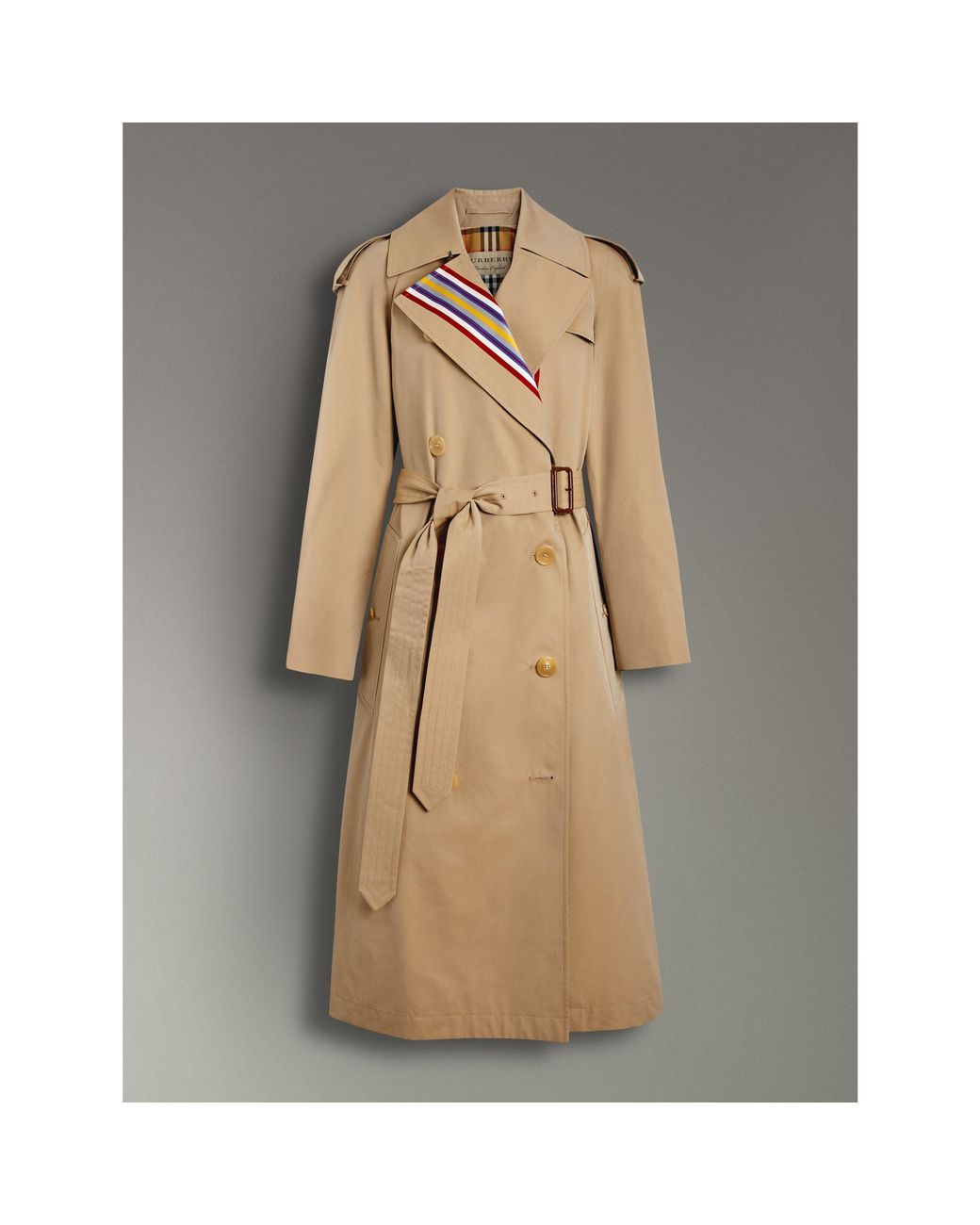 Burberry Striped Ribbon Gabardine Oversized Trench Coat in