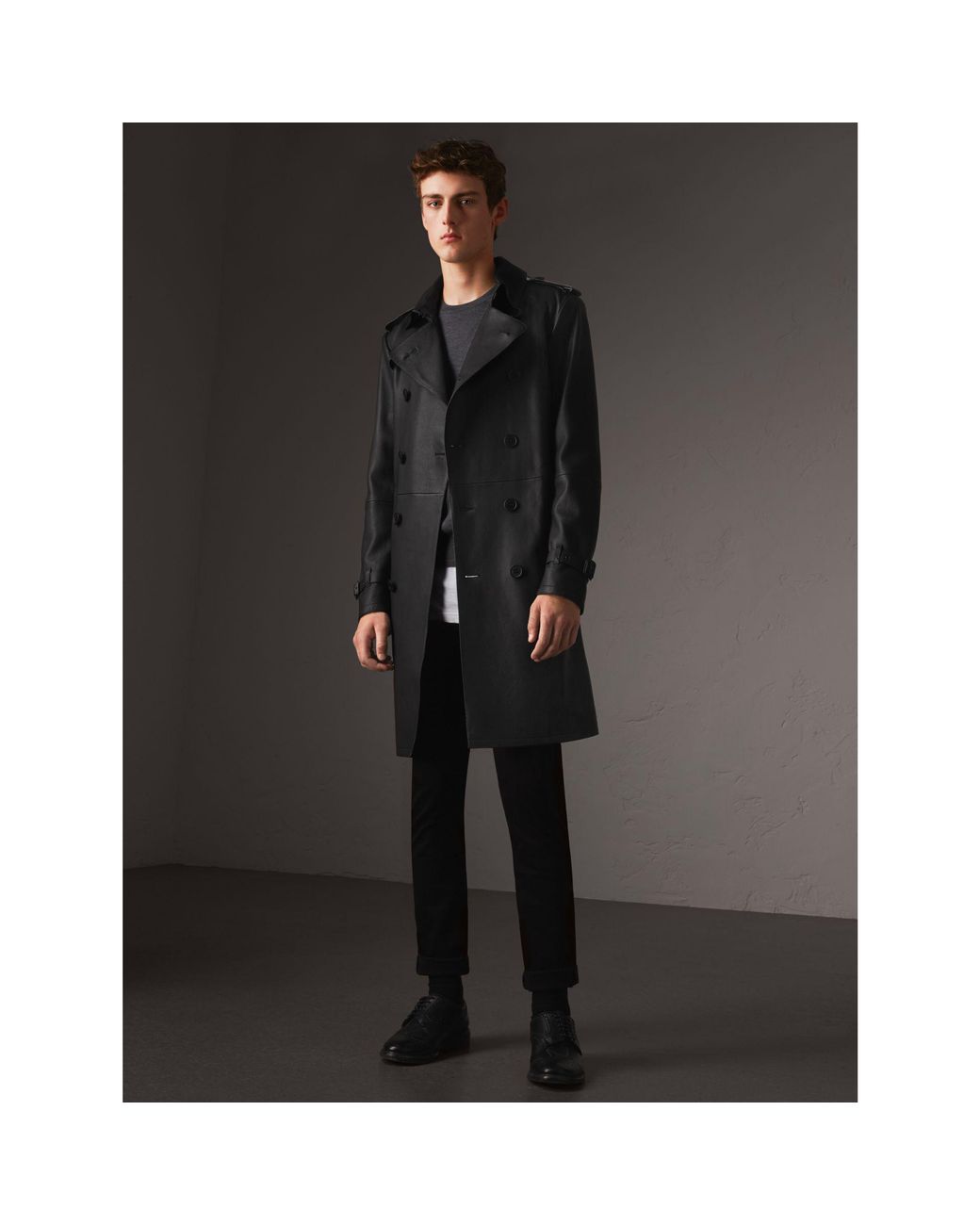 Burberry Lambskin Trench Coat - Men | in Black for Men | Lyst