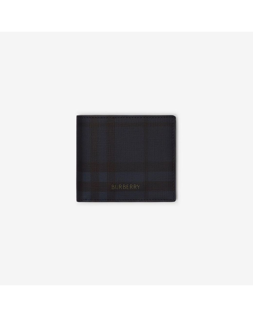 Burberry Black City Check Bifold Coin Wallet for men