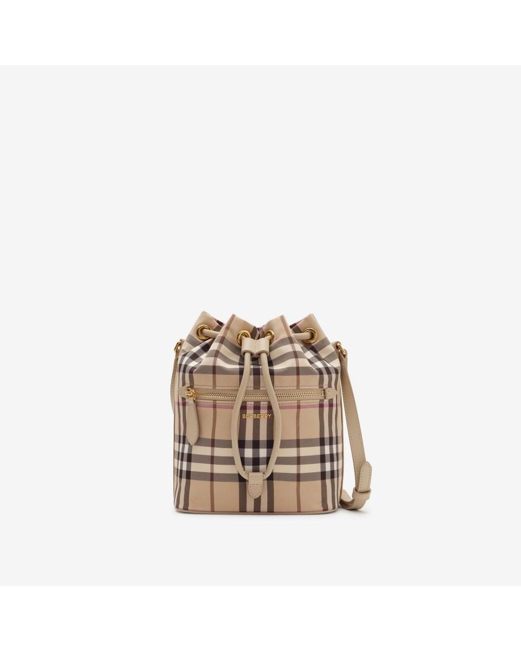 Burberry Natural Mini Check Drawcord Pouch