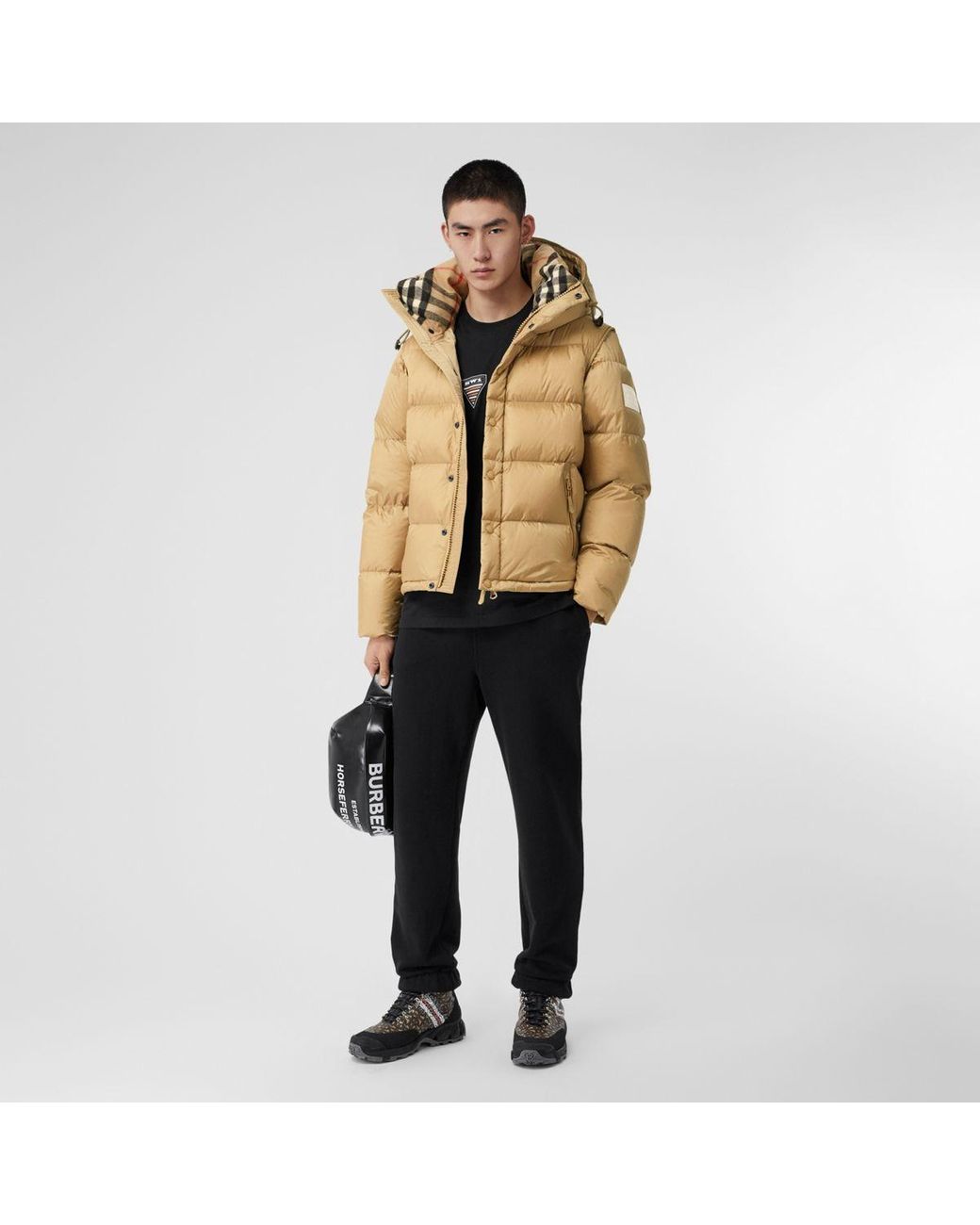 Burberry Detachable Sleeve Hooded Puffer Jacket in Natural for Men Lyst UK