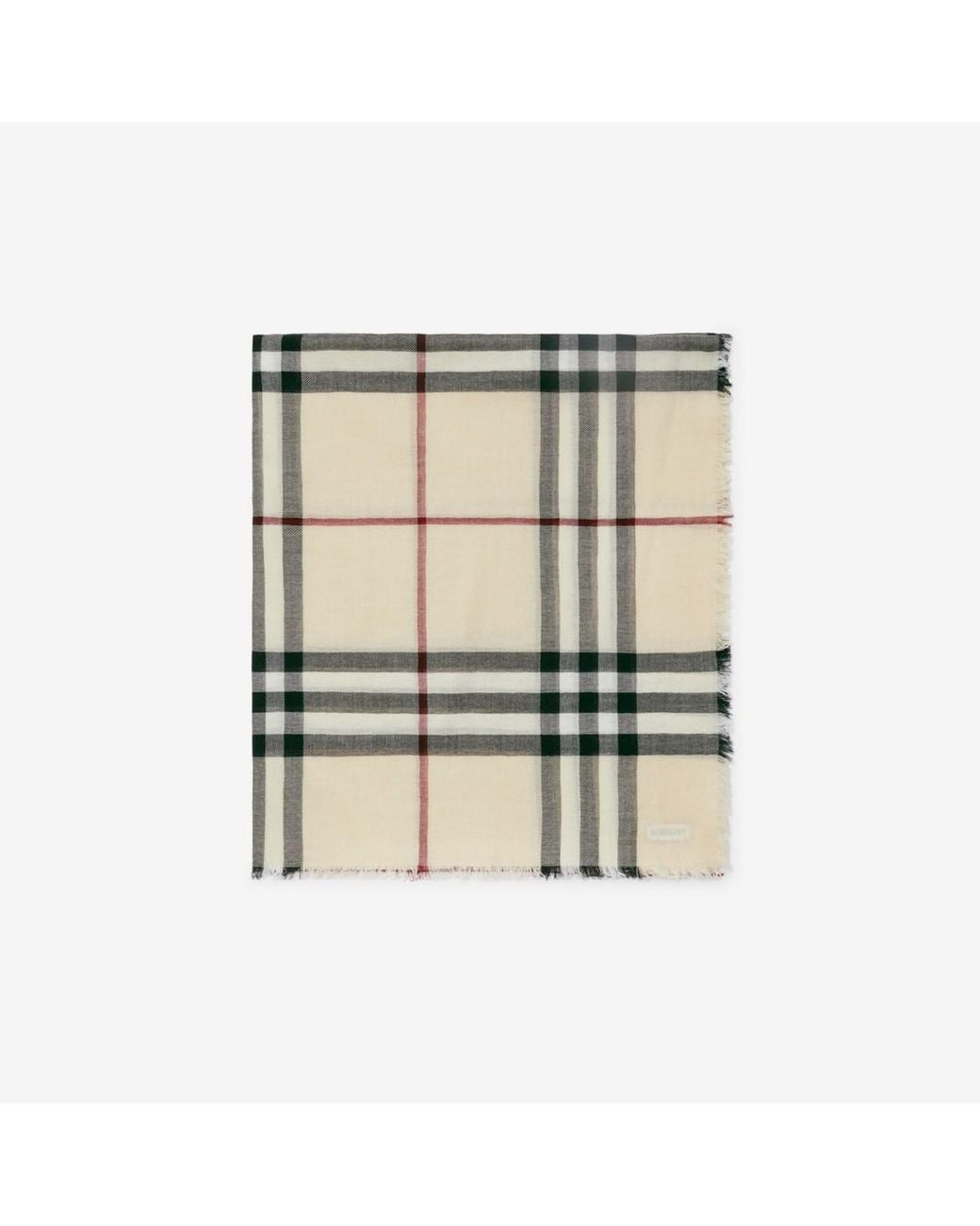 Burberry Natural Wide Check Wool Scarf