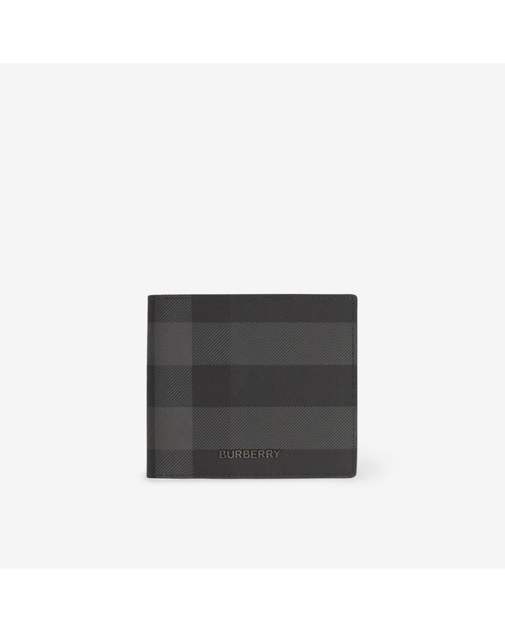 Burberry Charcoal Check And Leather Bifold Wallet in Black for Men | Lyst