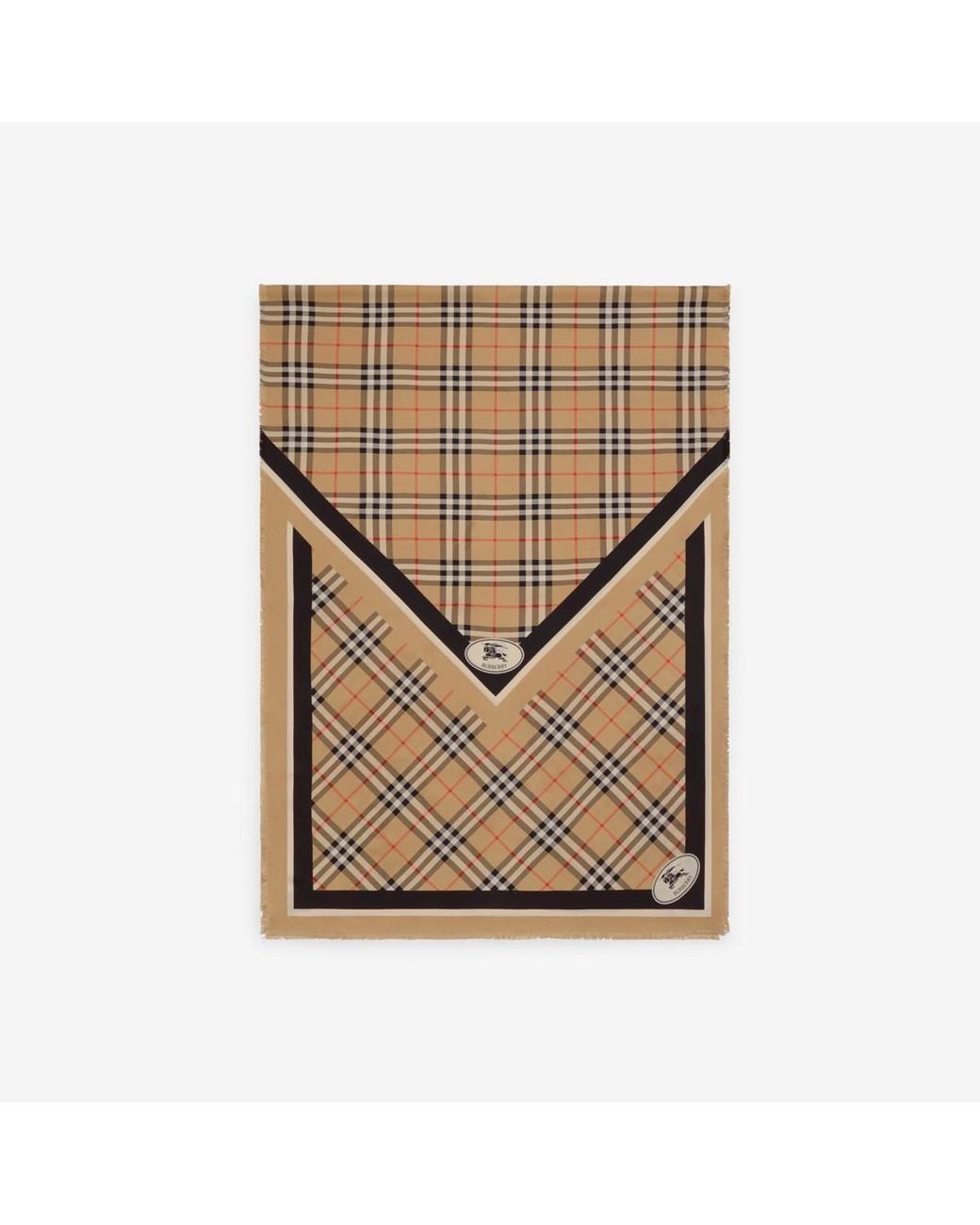 Burberry Natural Check Knight Stamp Silk Scarf