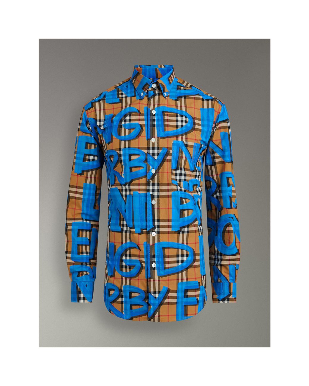 Burberry Graffiti Print Vintage Check Shirt in Blue for Men | Lyst UK