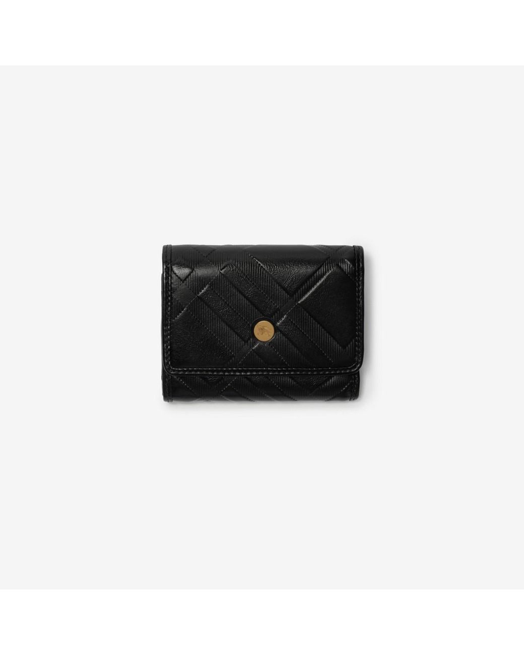Burberry Black Small Embossed Check Folding Wallet