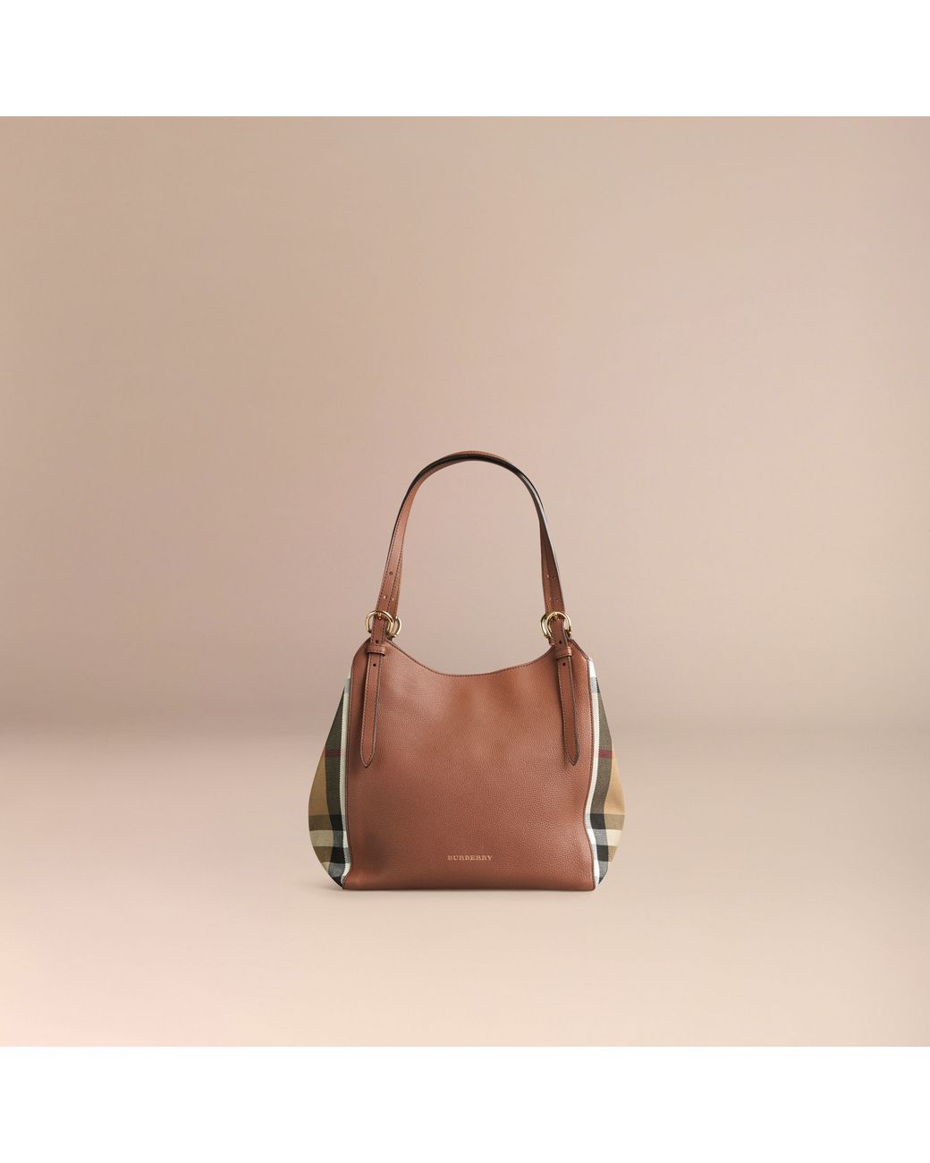 Burberry The Small Canter Leather And House Check Bag in Brown | Lyst