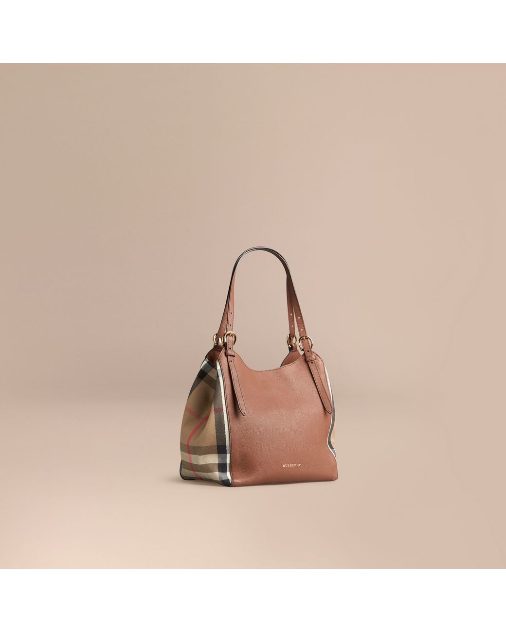 Burberry Small Canter House Check Leather Tote