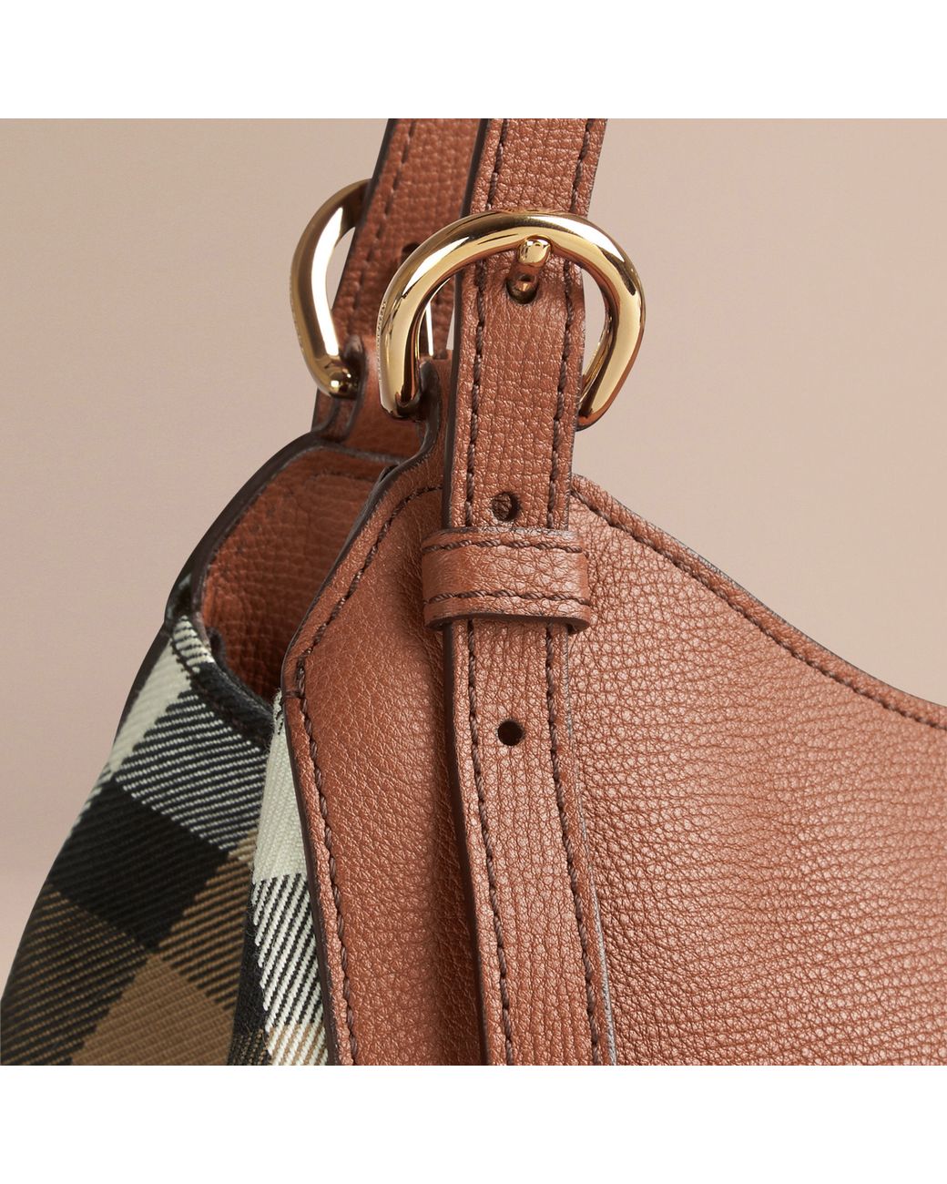 Burberry The Small Canter Leather And House Check Bag in Brown | Lyst