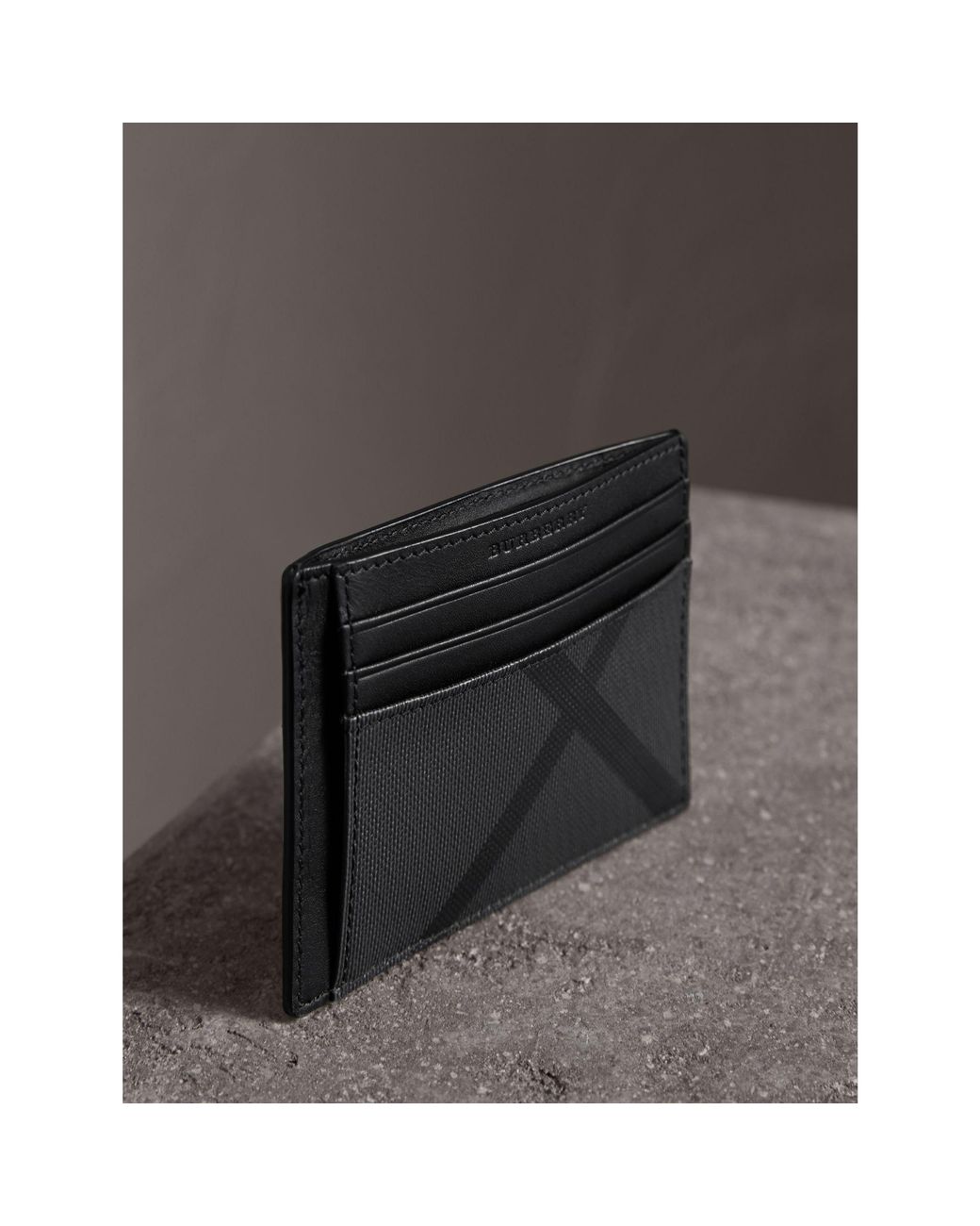 Burberry Chase Money Clip Card Case Dark Charcoal