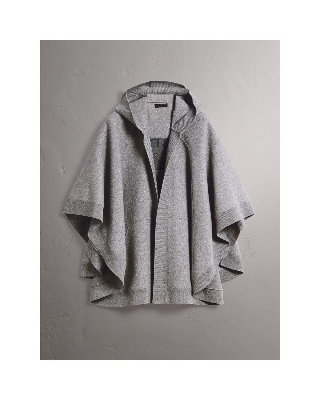 Burberry Wool Cashmere Blend Hooded Poncho in Gray Lyst