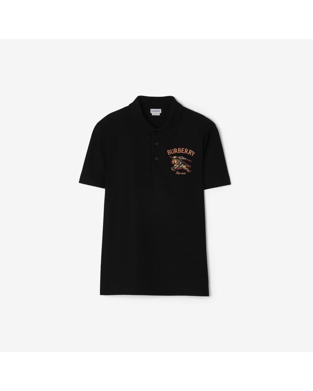 Burberry Black Knight Check Cotton Polo Shirt for men